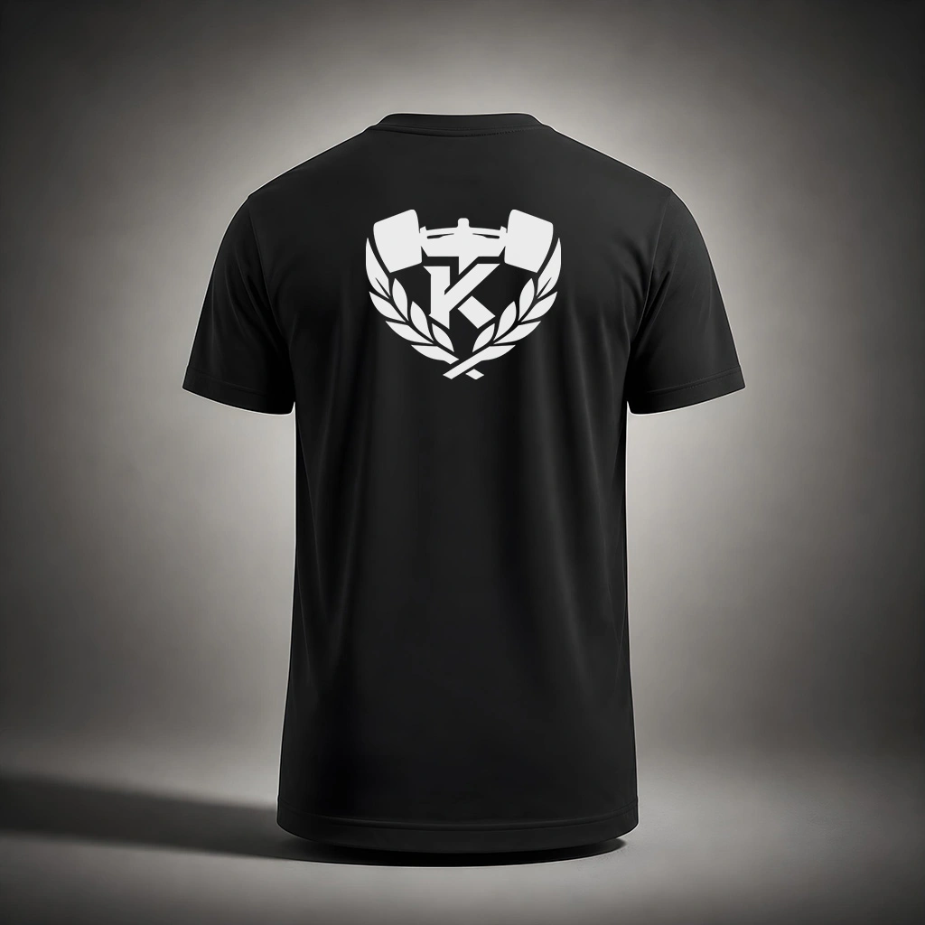 Kolossal Core Regular Gym T-Shirt Back View Black with Large White Back Logo