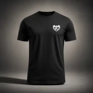 Kolossal Core Regular Gym T-Shirt Front View Black with White Chest Logo