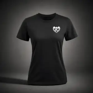Front view of the Kolossal Core Regular Women's T-Shirt featuring the iconic Kolossal crest on premium black 180 GSM fabric.