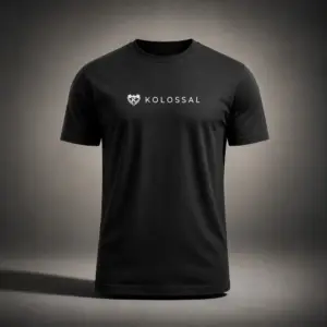 Kolossal Regular Gym T-Shirt in Black with White Logo Front View