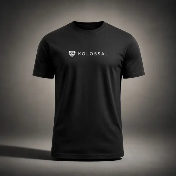 Kolossal Regular Gym T-Shirt in Black with White Logo Front View
