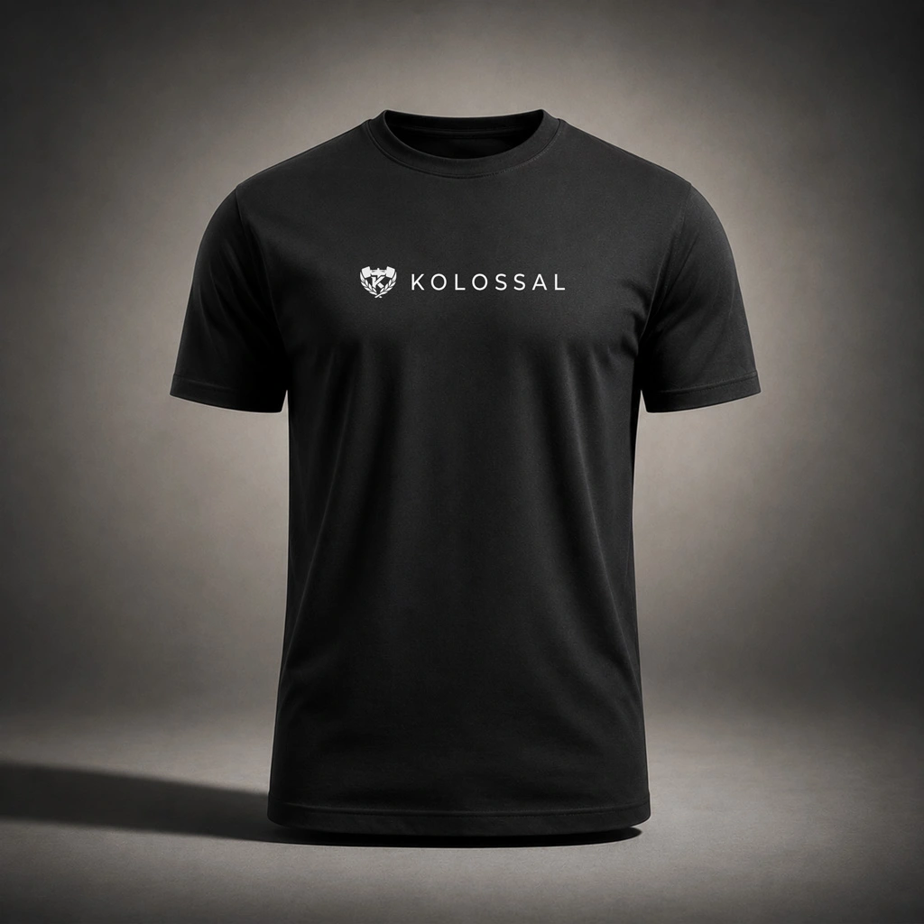Kolossal Regular Gym T-Shirt in Black with White Logo Front View