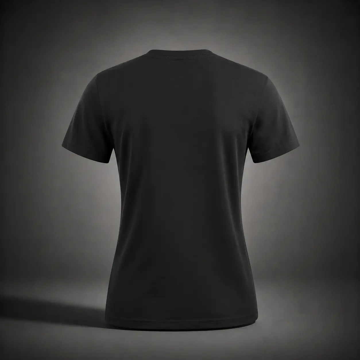 Camiseta Kolossal Regular para mujer en color negro, vista trasera con corte regular fit, cuello redondo y diseño minimalista.