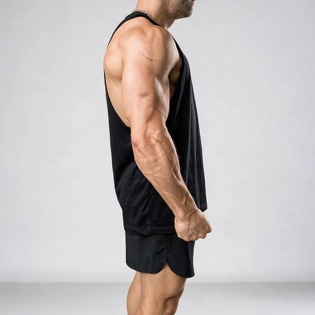 Camiseta de tirantes unisex KOLOSSAL Core con sisas de corte bajo – vista lateral