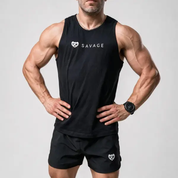 SAVAGE men’s gym tank top by KOLOSSAL – front view